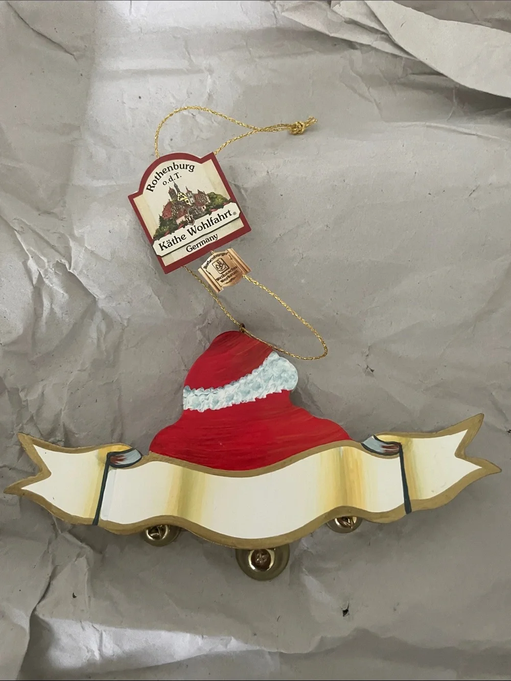 Käthe Wohlfahrt Red Santa 'Frohes Fest' Hanging Ornament